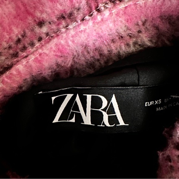 Zara pink plaid oversized shacket jacket size XS NWT - Picture 6 of 9